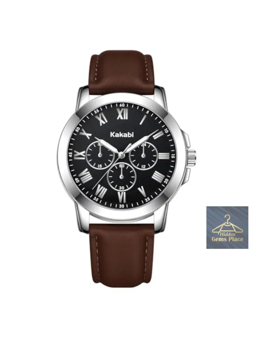 Men's Dress Watch Leather Roman Numeral Quartz 40mm